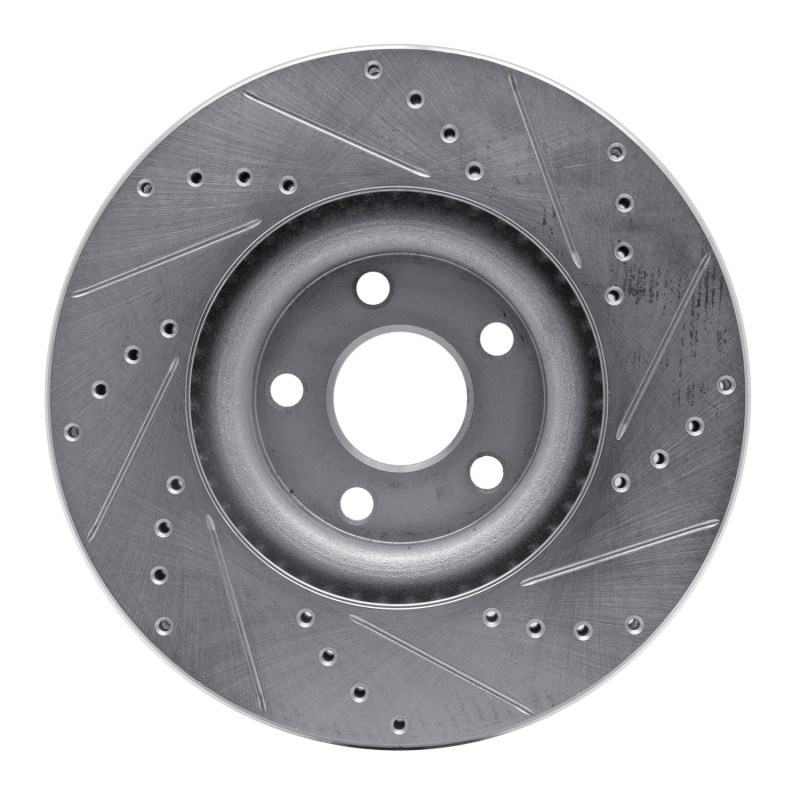 Ford Edge Brake Rotor (1) - Front Left - R1 Concepts - Drilled & Slotted - Silver - `15-`20